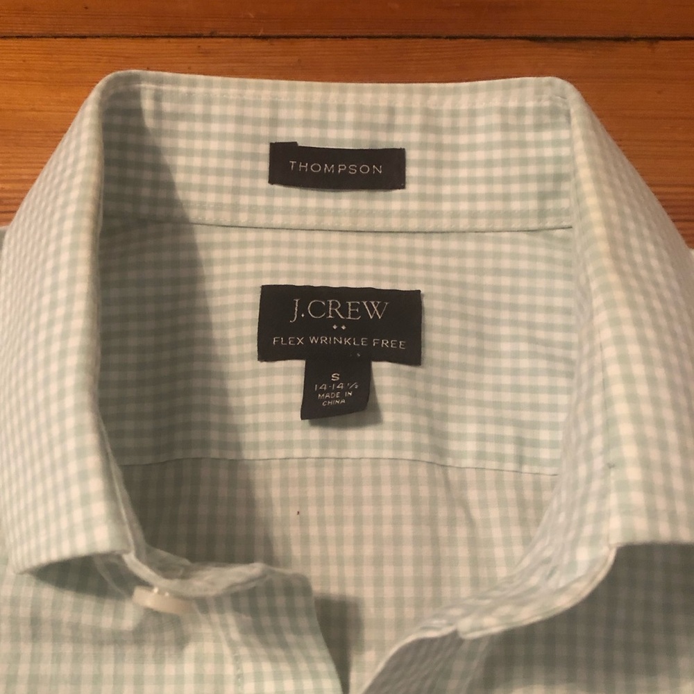J. Crew Light Aqua/Mint Gingham Button-Down Shirt